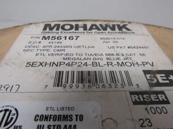 Mohawk M56167 MegaLan Cat 5E Cable Non Plenum Twisted Pair  24 AWG 604'