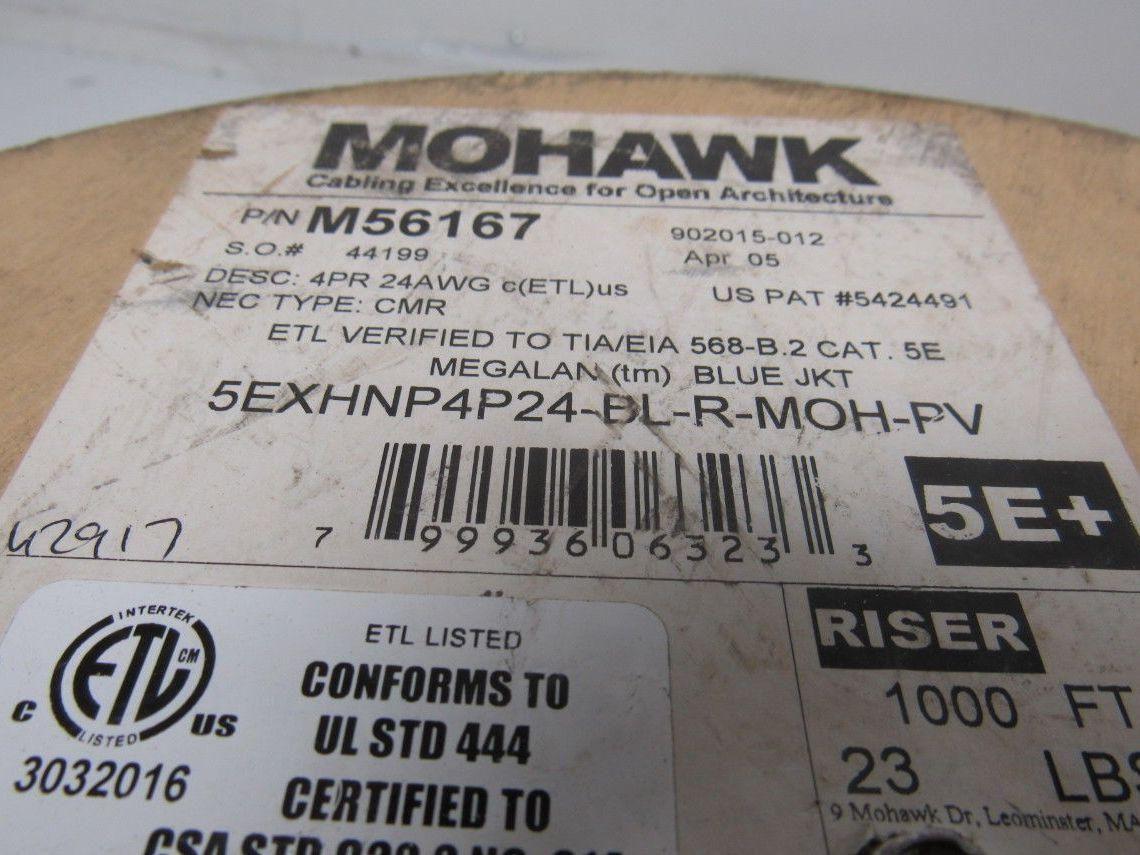 Mohawk M56167 MegaLan Cat 5E Cable Non Plenum Twisted Pair 24 AWG  337'