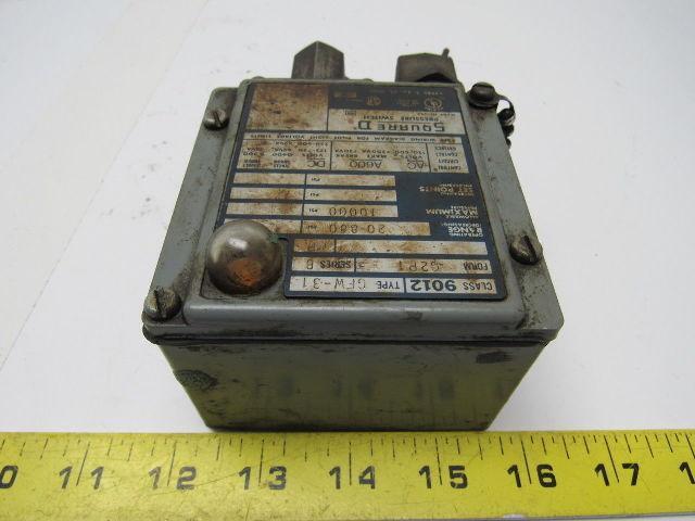 Square D 9012 GFW-31 G2P1 Series B Pressure Switch 20-880 PSI 1000 PSI Max