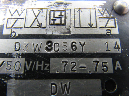 Parker D3W 3C56Y 14 Double Op Solenoid Directional Valve 3000 PSI Max 120V Coil