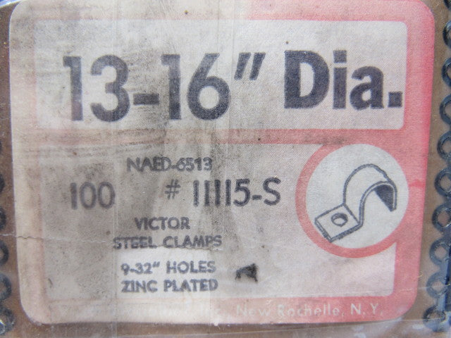 Victor Specialties 11115-S 13/16" Dia. Snap On Steel Clamps Box of 100