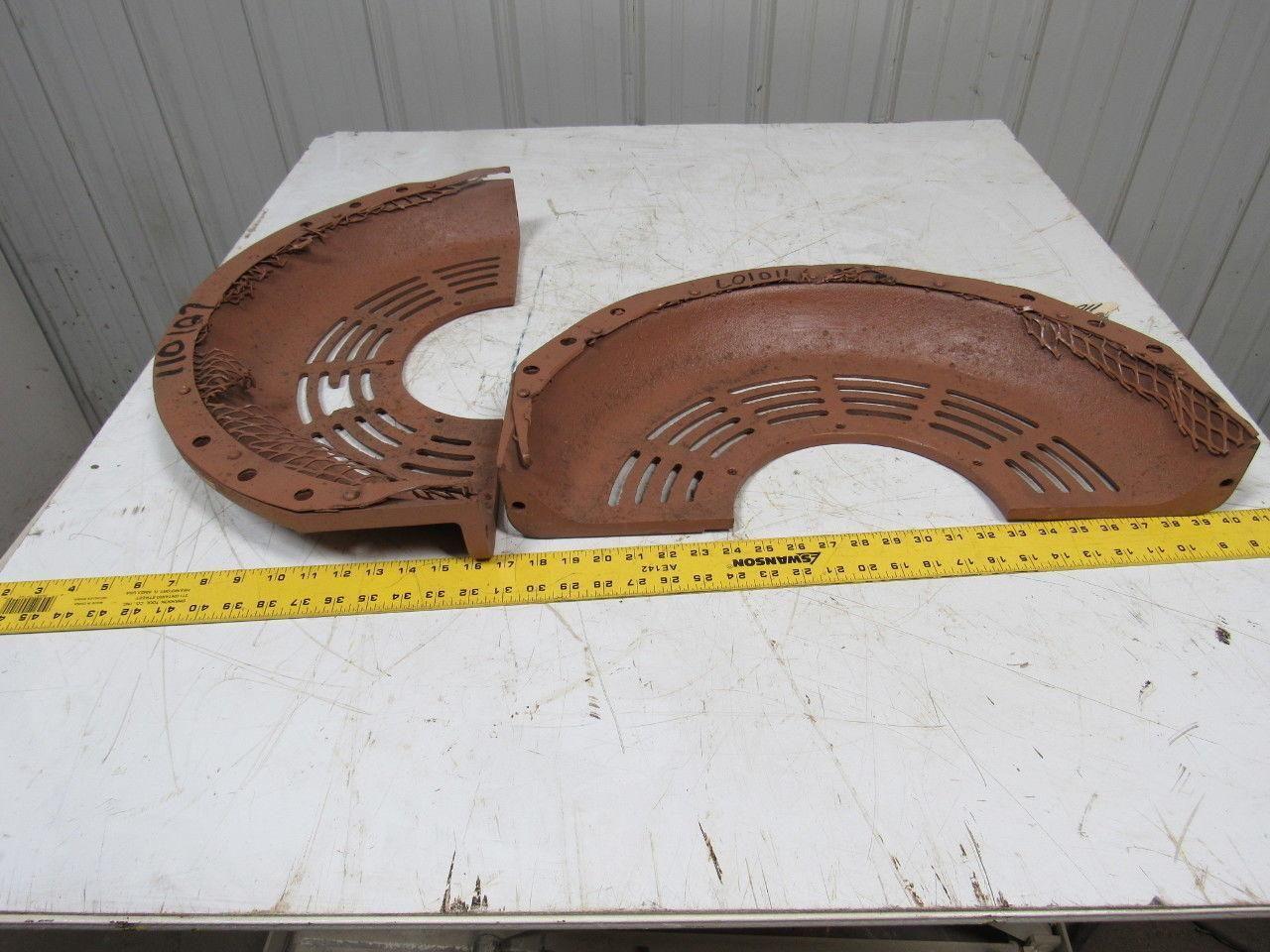 604731 Vintage Steampunk Cast Iron Motor Guard Set of 2 Pcs Approx. 26" O.D.