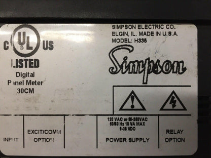 Simpson Electric Digital Panel Meter H335171020