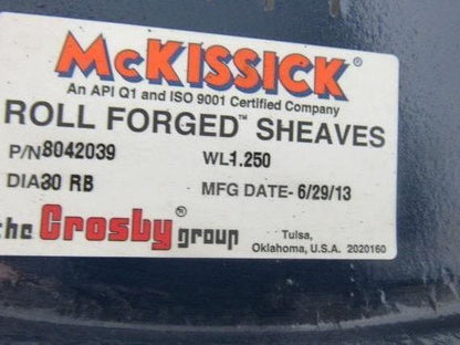 McKissick 8042039 30" O.D. 1-1/4" Wire Rope Sheave W/4-1/2" Needle Bearings