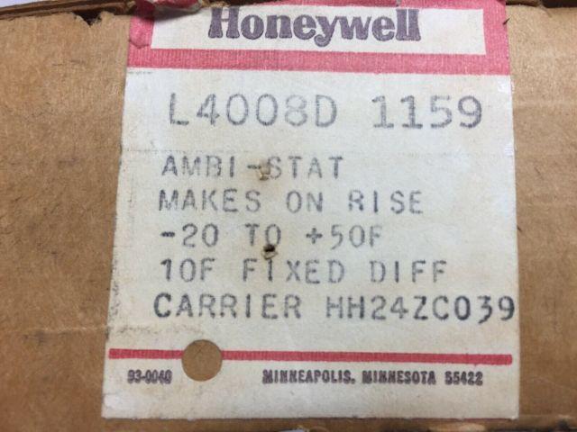 Honeywell Ambi-stat L4008D 1159  Temperature Controller 0.25 AMP -20 to 50F