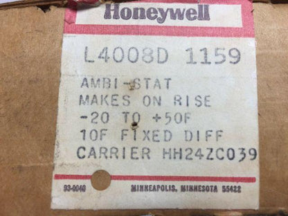 Honeywell Ambi-stat L4008D 1159  Temperature Controller 0.25 AMP -20 to 50F
