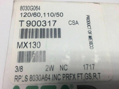 Asco Red Hat 8030G064 Solenoid Valve 3/8" NPT Stainless 120v NC 302804