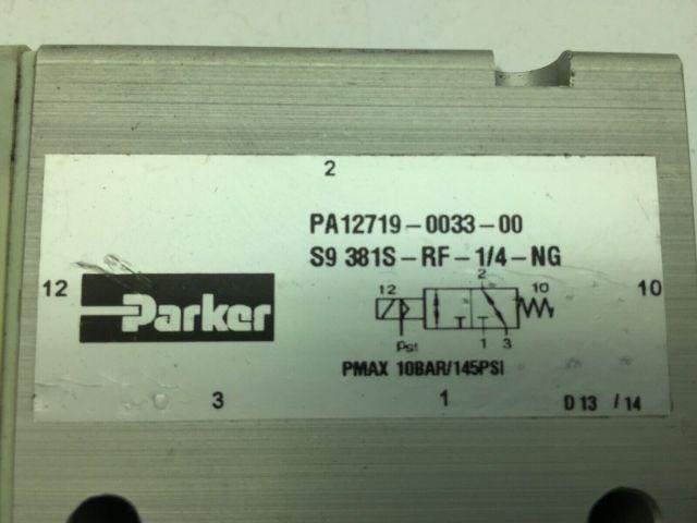 PARKER PA12719-0033-00 VALVE S9 381S-RF-1/4-NG 24VDC KZ3673