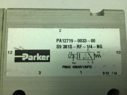 PARKER PA12719-0033-00 VALVE S9 381S-RF-1/4-NG 24VDC KZ3673