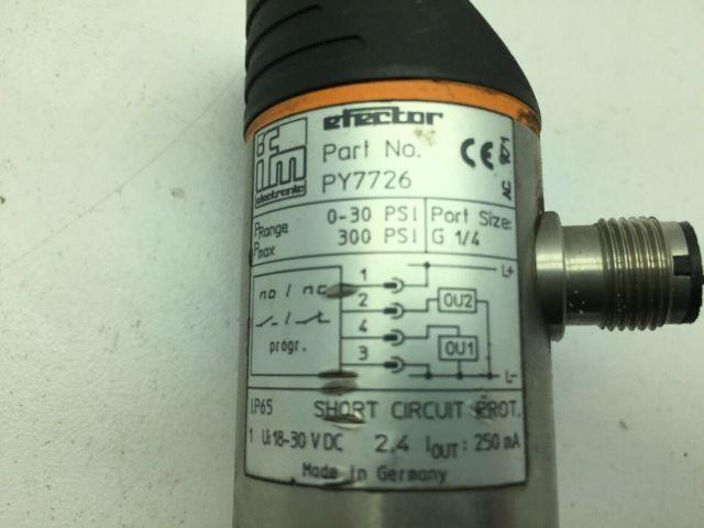IFM Efector Pressure Sensor PY7726 4125a 30psi 24VDC