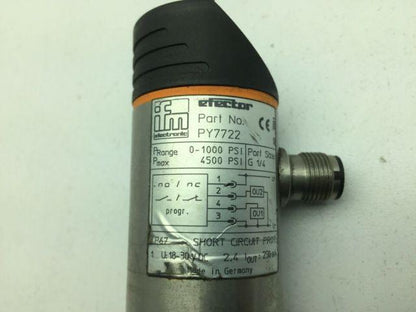 Ifm Efector PY7722 Pressure Flow Sensor 1126a 1000 psi 24VDC