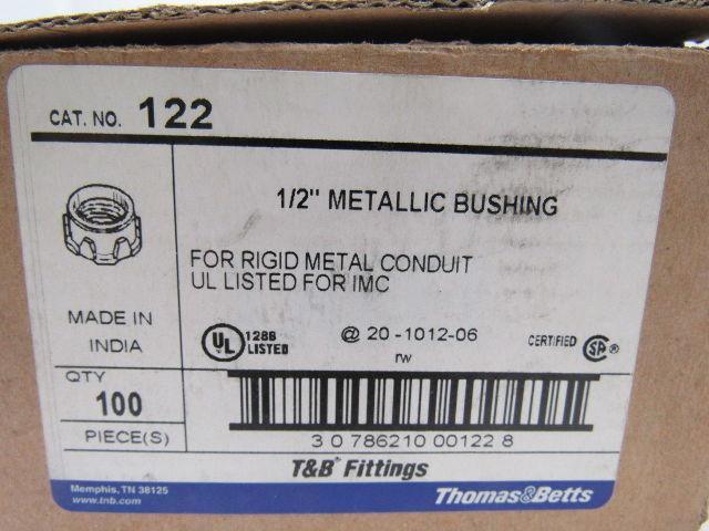 Thomas & Betts Cat 122 1/2" Metallic Bushing for Rigid Metal Conduit Box of 100