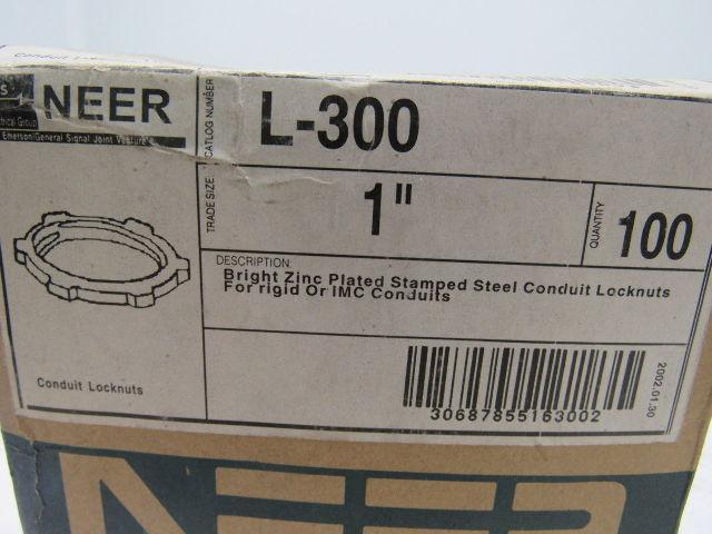 NEER L-300 1" Zinc Plated Steel Locknut for Rigid or IMC Conduits Box of 100