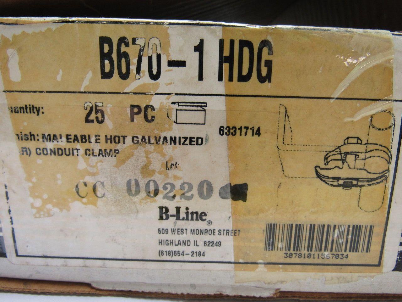 B-Line B670-1 HDG 1" Galvanized Conduit Clamp Lot of 23