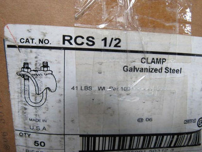 Steel City RCS 1/2 Conduit/Pipe To Beam Clamp 50/Lot Galvanized NIB