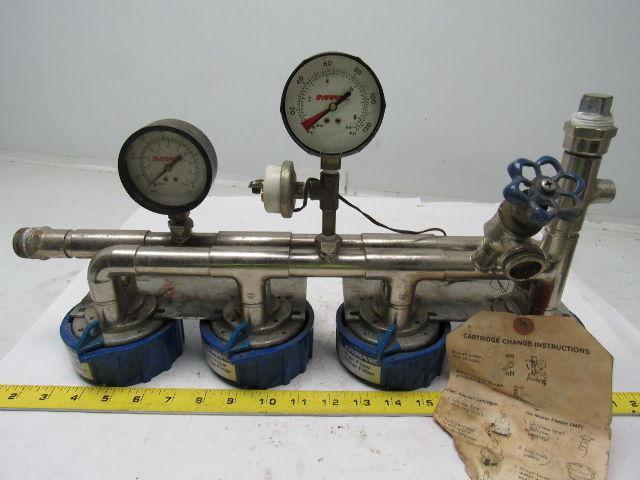 Everpure Quad 3/4" Filter Head Assembly, Glass Missing In 1 Gauge