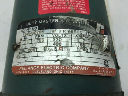 Reliance P56H3079M 1/3 HP Electric Motor 1725 RPM  230/460 3PH AB56C Frame