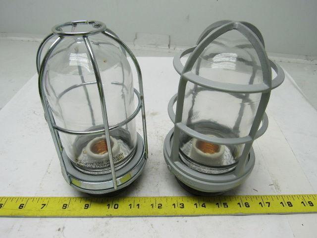 Appleton VU-100 V-51 Fixture Unit. Socket, Globe & Guard, Clear Mixed Lot/2
