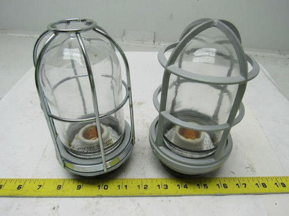 Appleton VU-100 V-51 Fixture Unit. Socket, Globe & Guard, Clear Mixed Lot/2