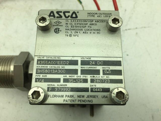 Asco 8355A001EED2 Solenoid Valve  Hazardous Location  1/4 " NPT 24 VDC