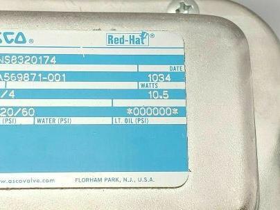Asco Red Hat NS8320174 Solenoid Valve1/4" NPT 120V New