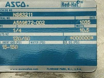 Asco Red Hat NS83211 Solenoid Valve 1/4" NPT 120v New