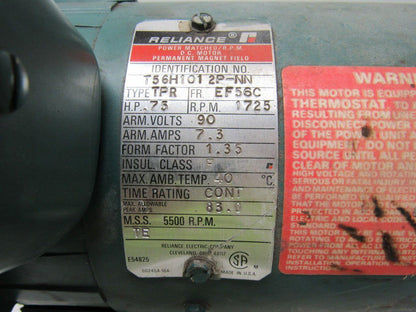 Reliance Electric T56H1012P-NN 3/4 HP 1725 RPM 90VDC EF56 Frame Electric Motor