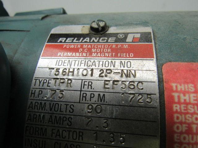 Reliance Electric T56H1012P-NN 3/4 HP 1725 RPM 90VDC EF56 Frame Electric Motor