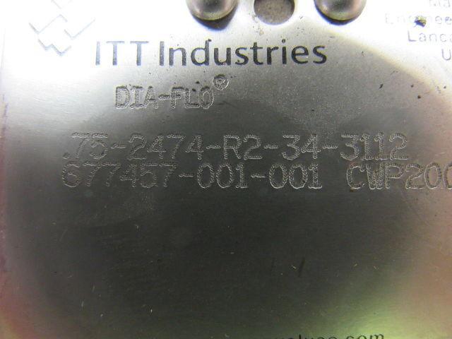 Dia-Flo .75-2474-R2-34-3112 3/4" Weir Diaphragm Valve Alloy 20 Socket Weld