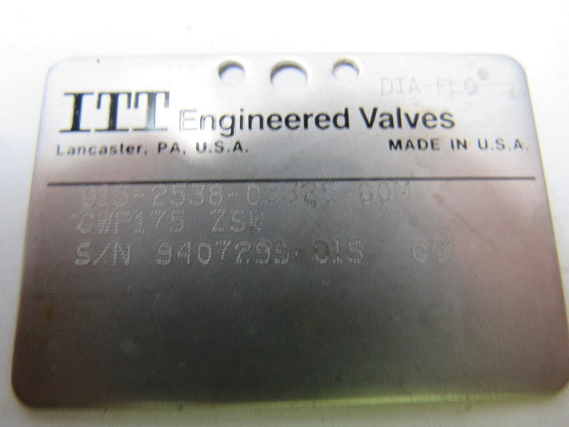 Dia-Flo 015-2538-03325-00M 1-1/2" Weir Diaphragm Valve Polypropylene Lined