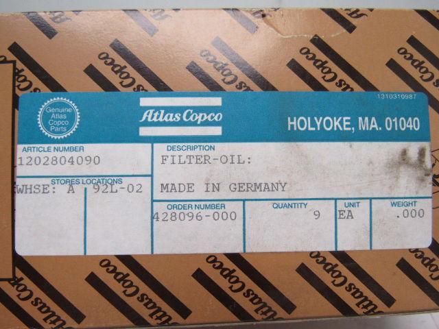 Atlas Copco 1202-8040-00 Spin On Air Compressor Oil Filter 1202-8040-90