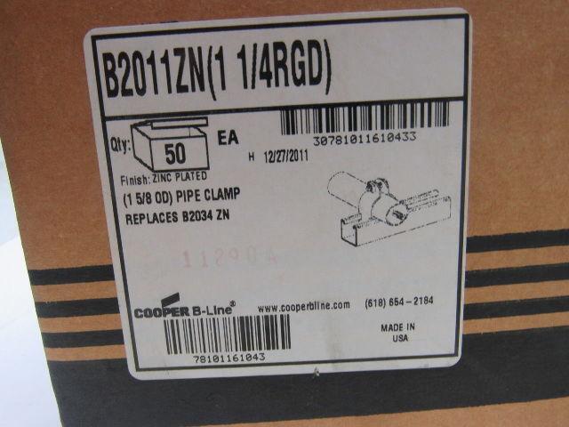 Cooper B-Line B2011ZN 1-1/4 rigid pipe clamp (1-5/8 ID.) Strut mount Lot of 50