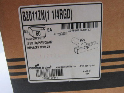 Cooper B-Line B2011ZN 1-1/4 rigid pipe clamp (1-5/8 ID.) Strut mount Lot of 50
