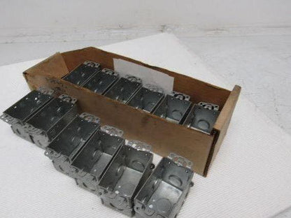 Steel 3" x 2" Single Gang Switch Recepticle Box (7) 1/2" K/O Lot of 12