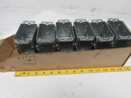Steel 3" x 2" Single Gang Switch Recepticle Box (7) 1/2" K/O Lot of 12