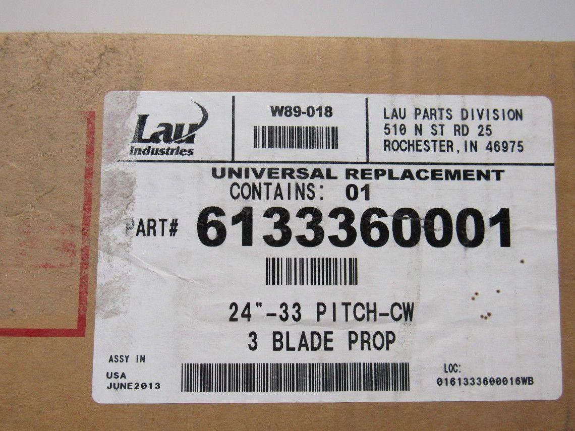 LAU IND. 6133360001 24" Dia.-33 Pitch-CW 3 Blade Replacement Propeller 1/2" bore