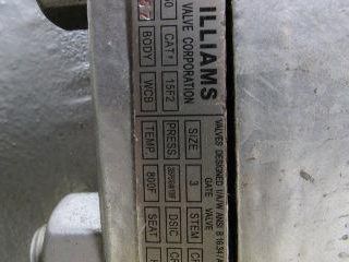 Williams 15F2 3" Cast Steel Bolted Bonnet Gate Valve Class 150 Rising Stem
