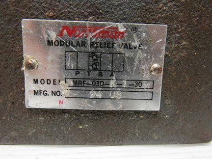 Northman MRF-03D-K-1-30 Modular Relief Valve 120-1000 PSI 20GPM Max Flow