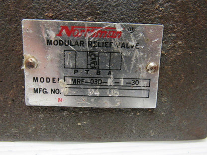 Northman MRF-03D-K-1-30 Modular Relief Valve 120-1000 PSI 20GPM Max Flow