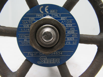 Sharpe 34834 1-1/4"-800Lb Gate Valve 1975 PSI @ 100*F