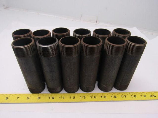 1-1/4" X  5-1/2" Black Pipe Nipple Lot of 12