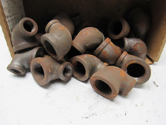 JP Ward 1" To 1/2" Reducing 90 Degree Black Pipe Elbow Lot Of 19