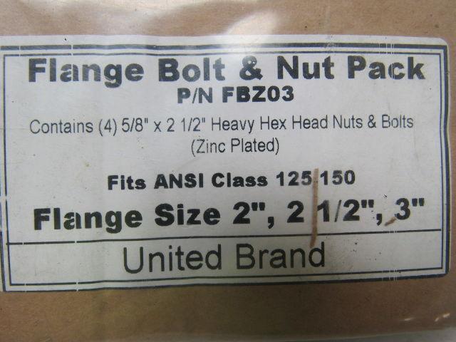 NAPAC/ United Brand FBZ03 Flange  Pack 2" Bolt And Nut Pack Gasket Lot Of 6