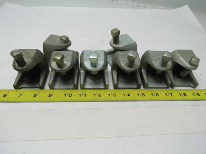 2 Hole 3/8"-16 Beam Clamp 7/8" Opening 1/2"-13 Clamp Bolt Lot Of 4