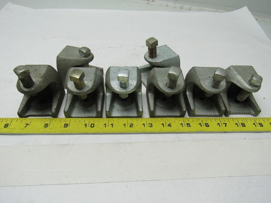 2 Hole 3/8"-16 Beam Clamp 7/8" Opening 1/2"-13 Clamp Bolt Lot Of 4