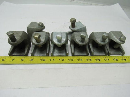 2 Hole 3/8"-16 Beam Clamp 7/8" Opening 1/2"-13 Clamp Bolt Lot Of 4