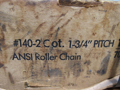 REXNORD 140-2 Cot. 1-3/4" Pitch Roller Chain ANSI 10.2' 70 Pitches NIB!