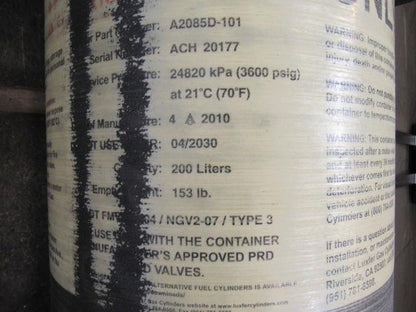 LUXFER A2085D-101 200 Liter Natural Gas Vehicle Storage Tank 15US Gal.