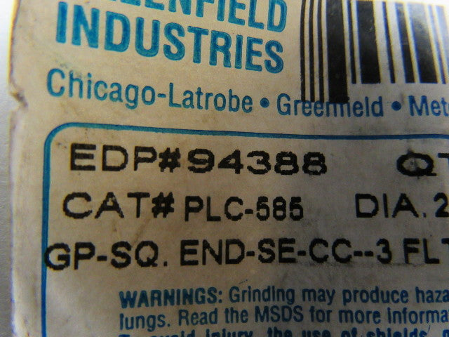GreenField EDP#94388 2-1/2" 3 Flute  Carbide Center Cutting  End Mill