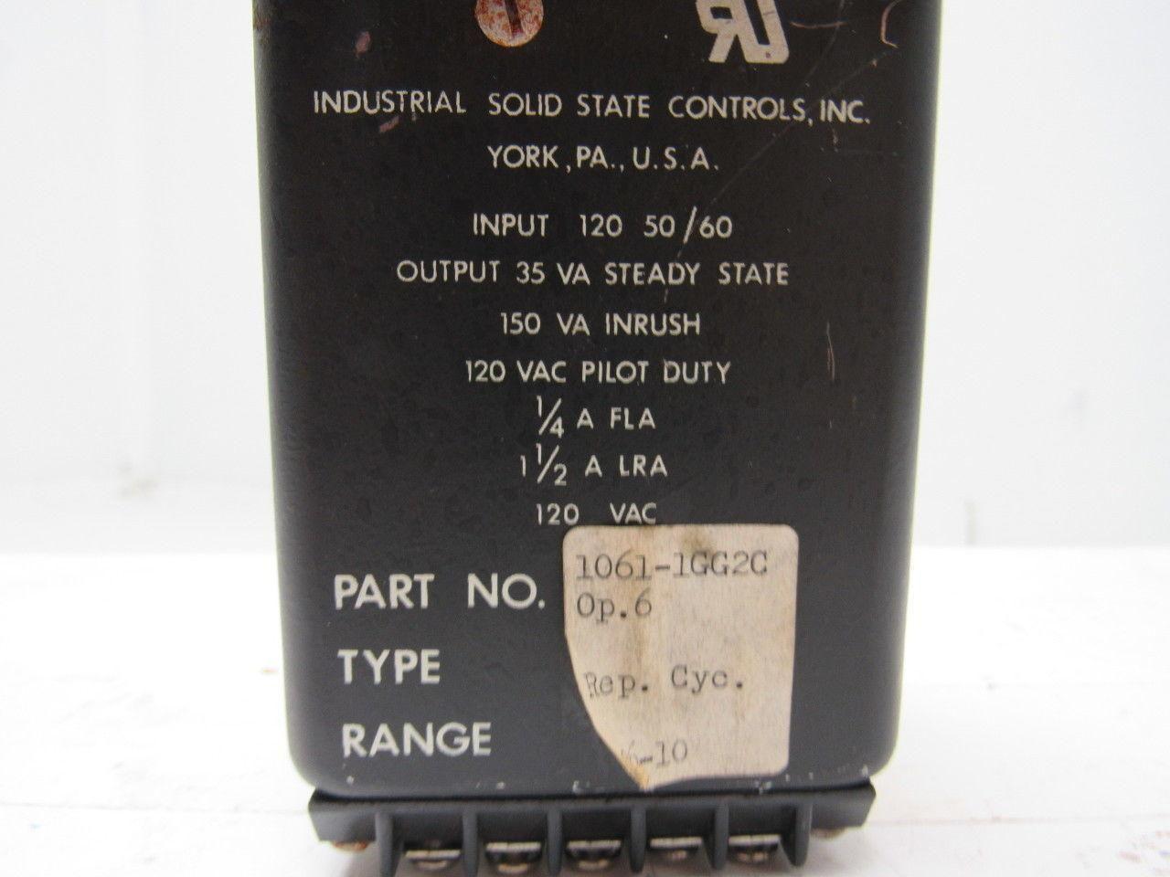 Industrial Solid State Controls 1061-1GG2C Repeat Cycle Timer .06-10 sec